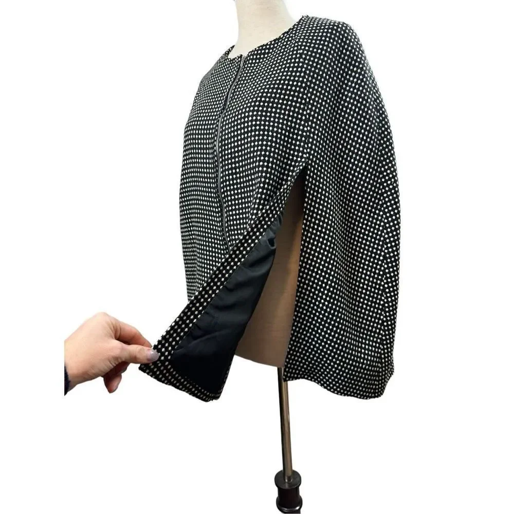 Massie Polka Dot Zip Up Lined Poncho Cloak Cape Size Medium